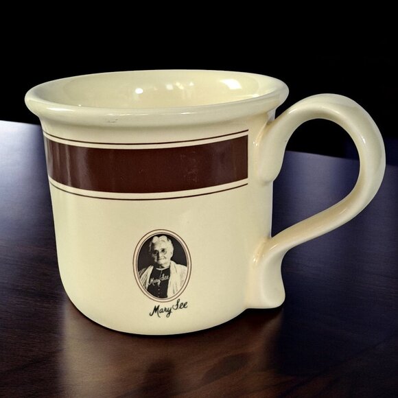 See's Candies Mug Mary See Vintage Cream and Chocolate Brown Mug - Picture 1 of 10